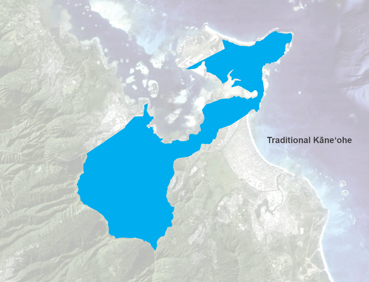 [Kāneʻohe] Traditional boundary and modern boundary. Image by Sean Connelly.